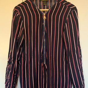 White, Blue and Red Blouse